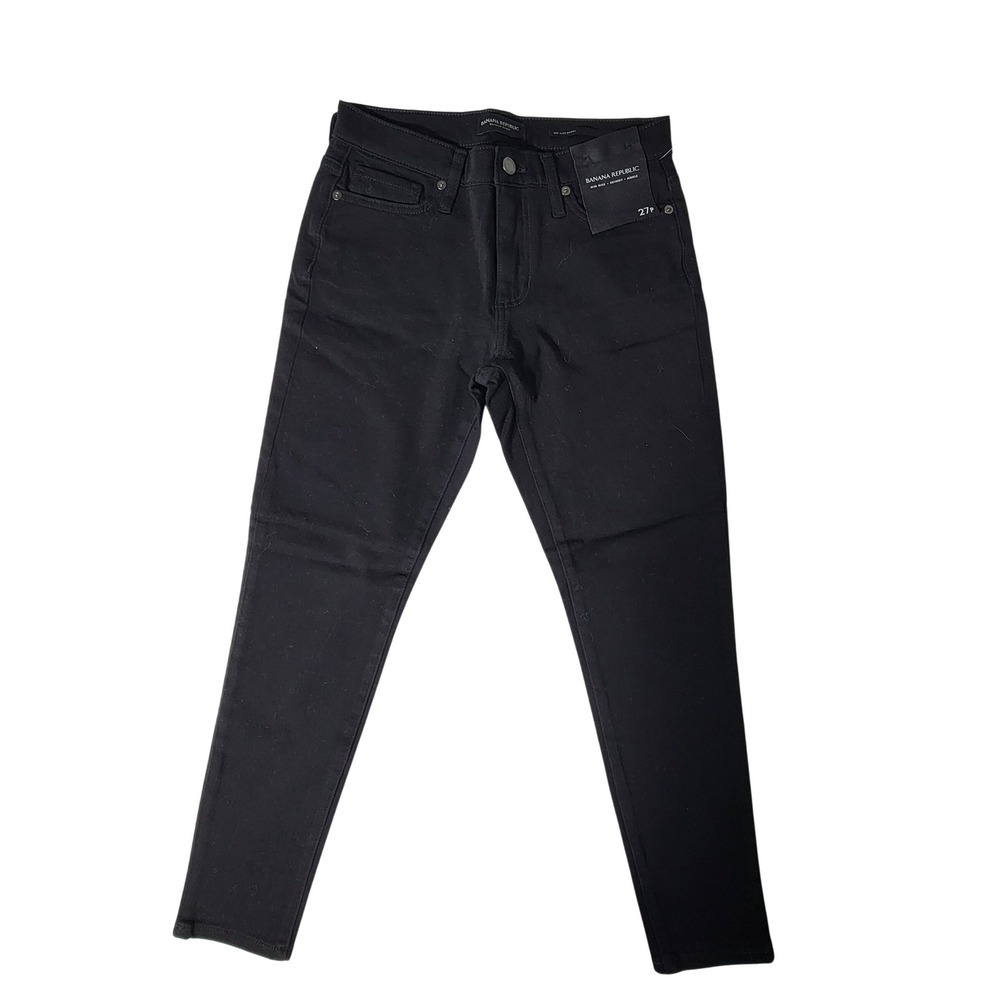 Banana Republic Mid-Rise Skinny Ankle Jeans Black 27P Premium Denim
